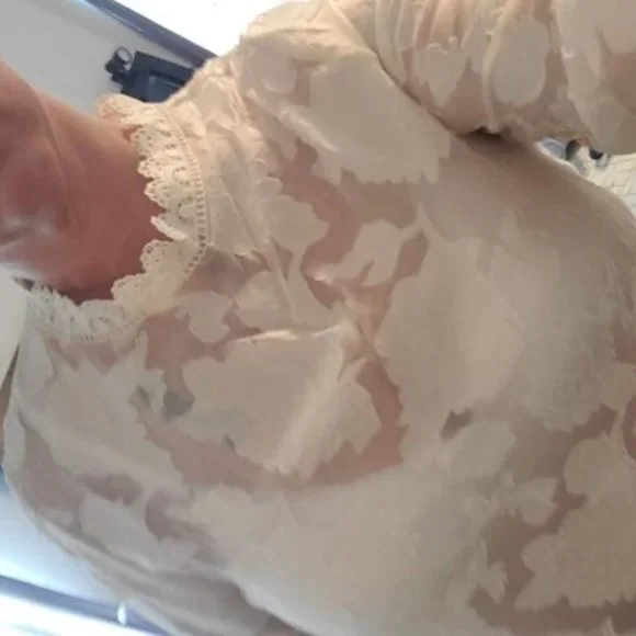 Classic Oblique Leaf Print Blouse Top fall winter - Picture 4 of 8